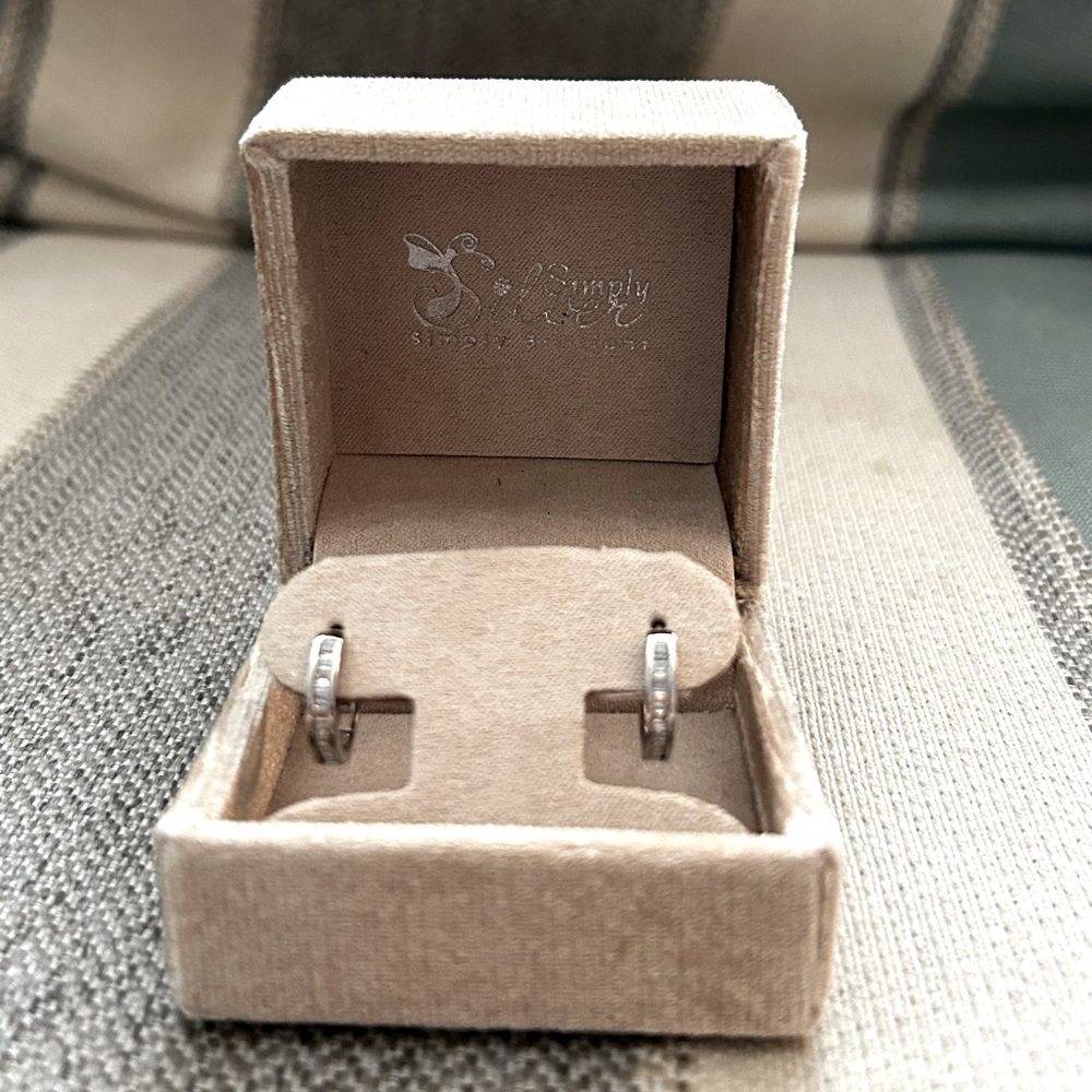 Simply Silver Simply Brilliant Sterling Silver Princess-Cut CZ Hoop Earrings